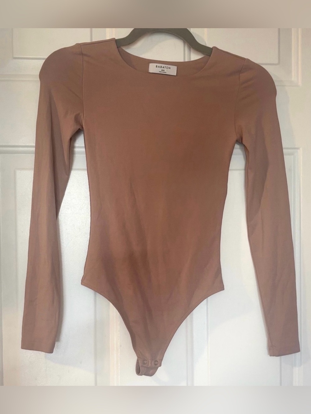 BABATON contour crew long sleeve bodysuit Light Brown Women’s size 2XS
